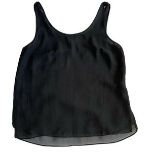 Old Navy Sz XS Semi Sheer Tank Top Double Layer Chiffon Black Womens Summer Work